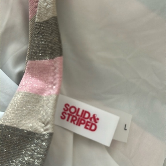 Solid & Striped The Olympia One-Piece Swimsuit Sz Large Arco Shimmer Arco Stripe - Picture 7 of 10